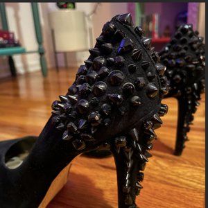 SPIKEY STUDDED BLACK VELVET SAM EDELMAN PUMPS